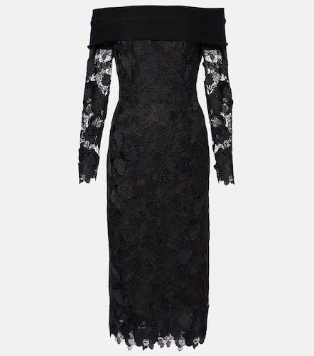 Robe midi Orchid en guipure à fleurs - Oscar de la Renta - Modalova