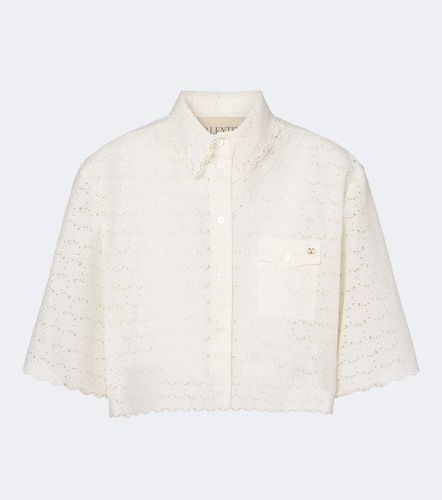Camisa de algodón y bordado inglés - Valentino - Modalova