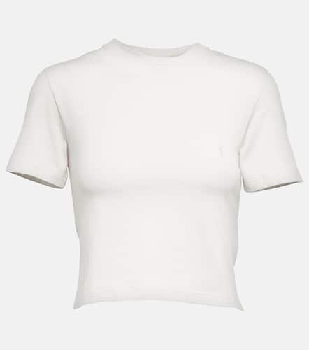 Logo cotton cropped T-shirt - Saint Laurent - Modalova