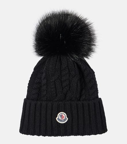 Logo wool and cashmere beanie - Moncler - Modalova