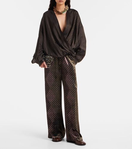 Printed wide-leg satin pants - Dries Van Noten - Modalova