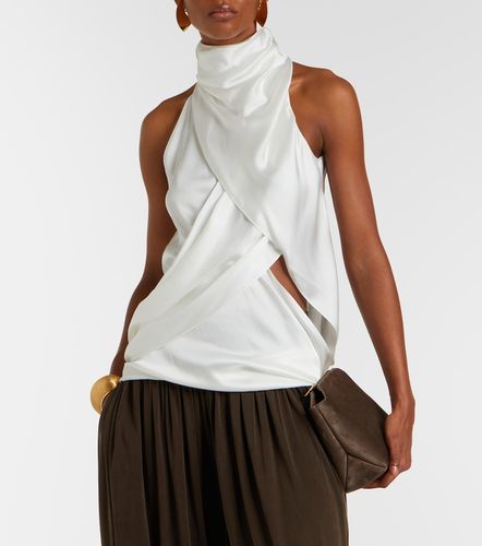 Top de seda drapeado con cuello halter - Balmain - Modalova