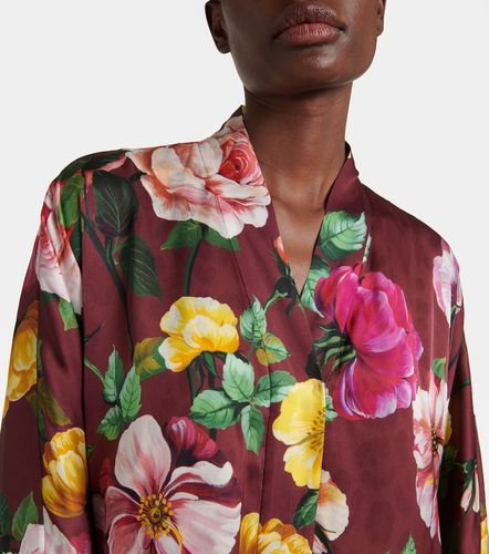 Abito lungo in seta con stampa - Dolce&Gabbana - Modalova