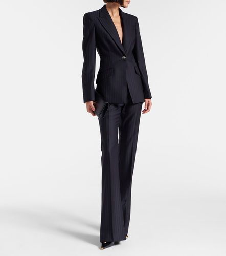 Pinstripe virgin wool blazer - Versace - Modalova