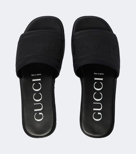 Logo canvas and leather slides - Gucci - Modalova