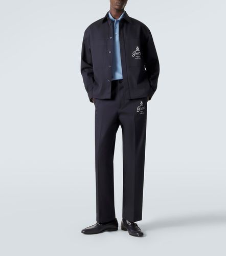 Pantalones rectos de sarga de algodón estampados - Gucci - Modalova