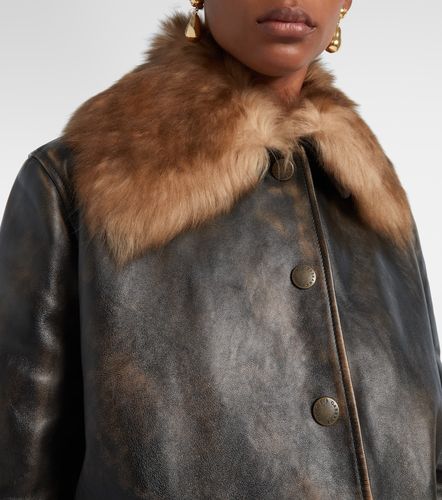 Bomber in pelle con shearling - Dolce&Gabbana - Modalova