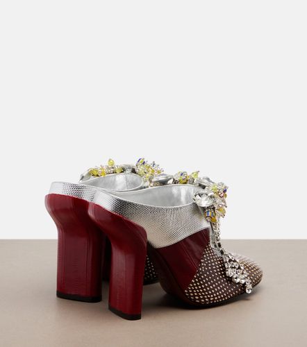 Embellished patchwork leather mules - Dries Van Noten - Modalova
