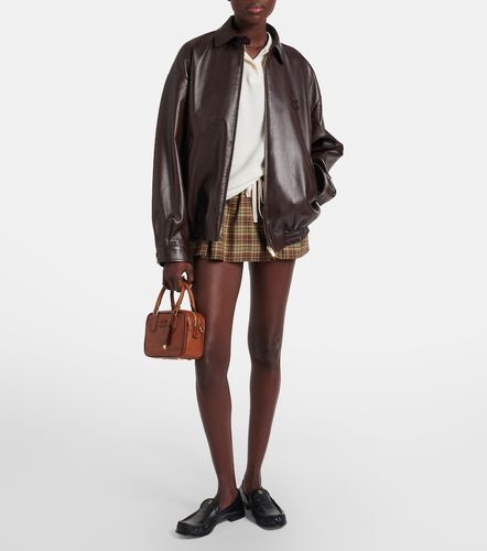 Miu Miu Giacca in pelle con logo - Miu Miu - Modalova