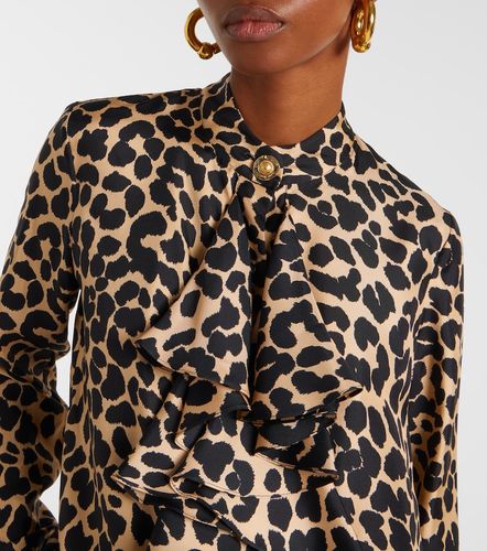 Leopard-print ruffled silk blouse - Balmain - Modalova