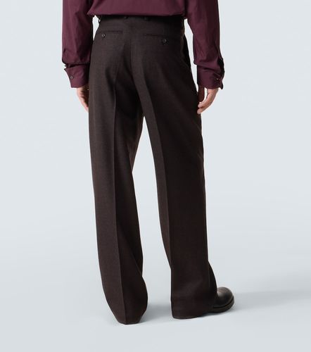 Embroidered wool flannel straight pants - Dries Van Noten - Modalova