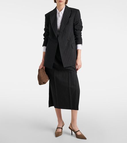Blazer in lana e cotone a righe - Brunello Cucinelli - Modalova