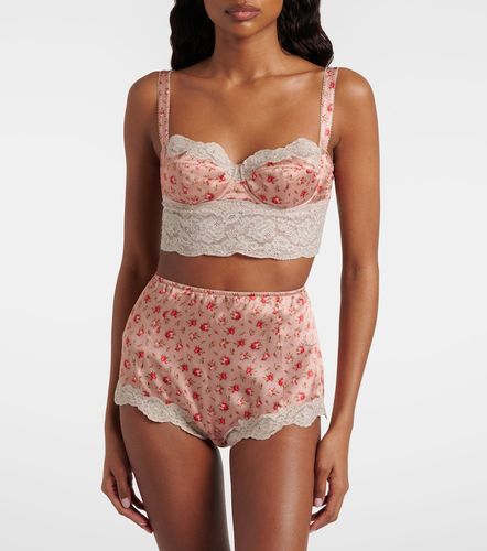 Top in seta e cotone con pizzo floreale - Dolce&Gabbana - Modalova