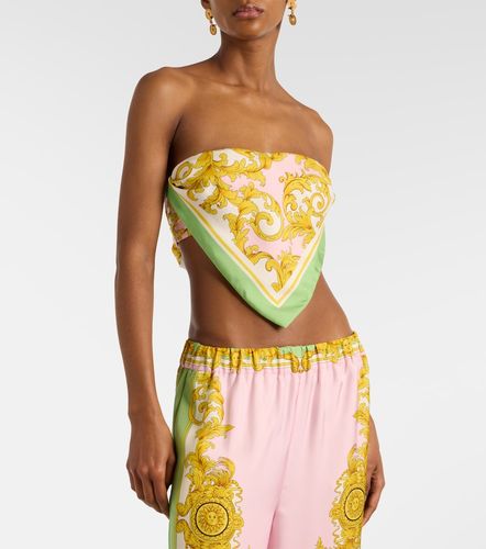 Printed silk twill bandeau top - Versace - Modalova