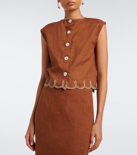 Kessan embroidered linen top - Veronica Beard - Modalova