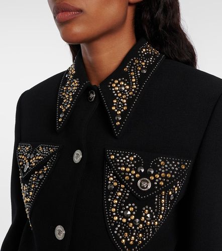 Giacca in misto lana con borchie - Versace - Modalova
