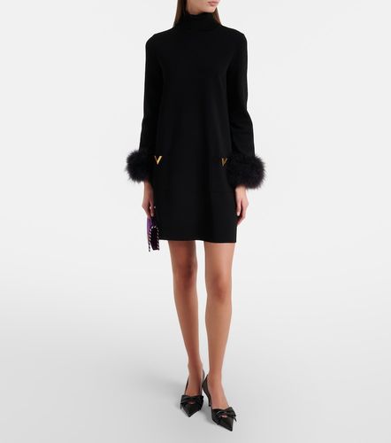 Abito corto VLogo con piume - Valentino - Modalova