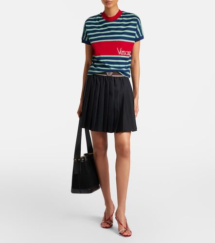 Minigonna in lana e mohair plissé - Versace - Modalova