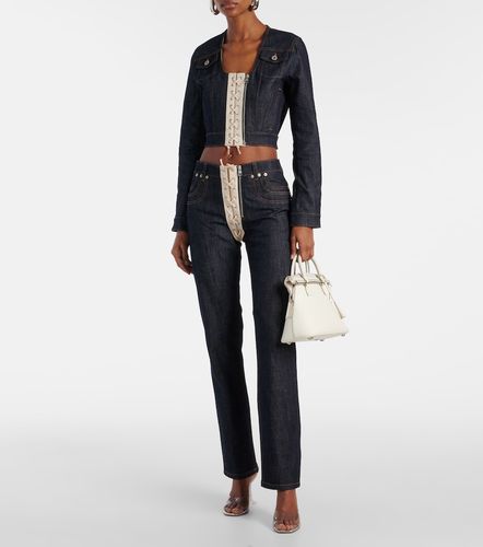 Lace-up cropped denim jacket - Jean Paul Gaultier - Modalova