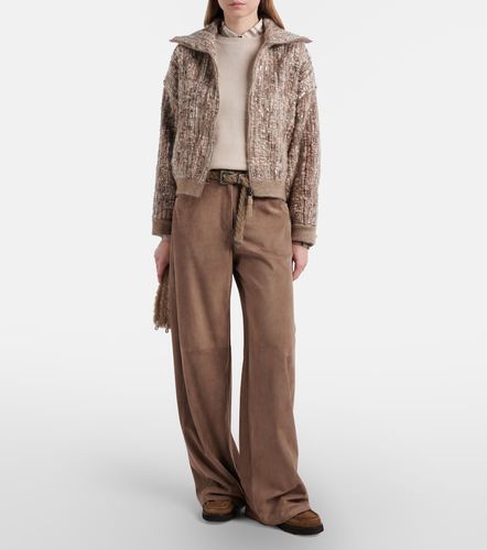 Pantaloni a gamba larga in suede - Brunello Cucinelli - Modalova