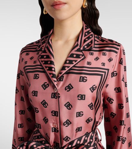 Camisa de satén de seda con DG - Dolce&Gabbana - Modalova