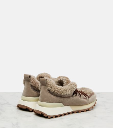 Sneakers in suede con shearling - Brunello Cucinelli - Modalova