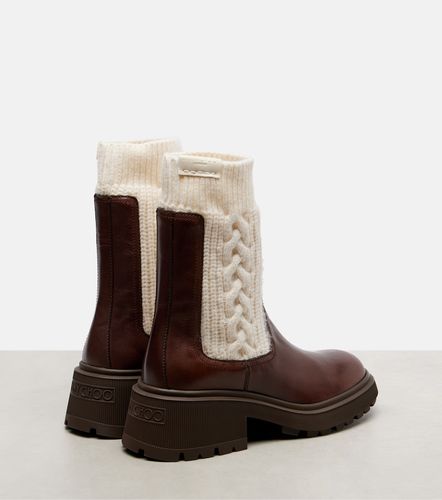 Tamia cable-knit leather ankle boots - Jimmy Choo - Modalova