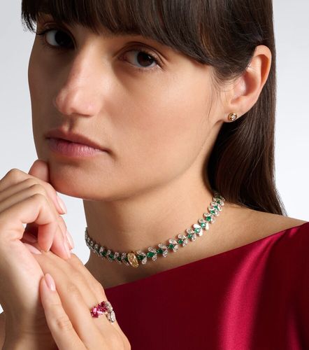 Collar de oro blanco de 18 ct con esmeraldas - Kamyen - Modalova
