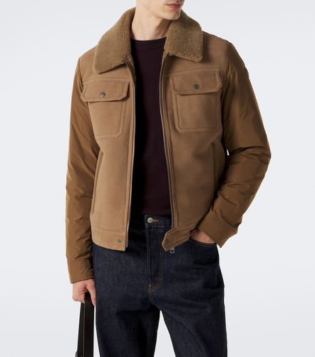 Shearling-trimmed suede down jacket - Moncler - Modalova
