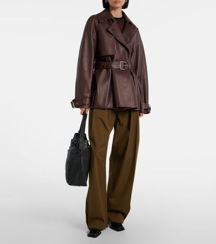 Pantaloni a gamba larga in cotone e seta a vita alta - Loewe - Modalova