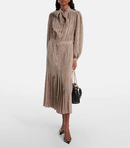 Abito midi in seta a righe - Valentino - Modalova