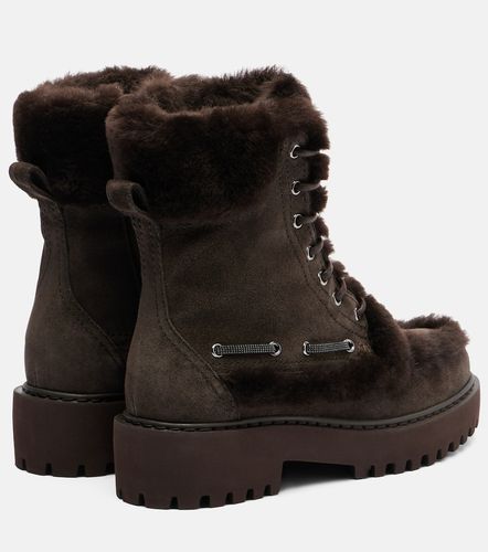 Stivali in suede con shearling e monili - Brunello Cucinelli - Modalova