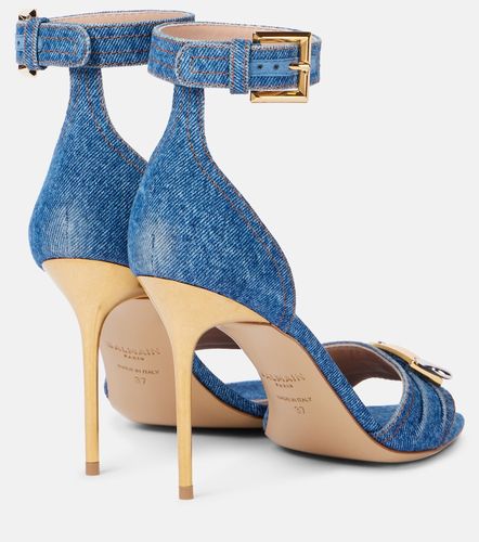 Balmain Sandali in denim con logo - Balmain - Modalova
