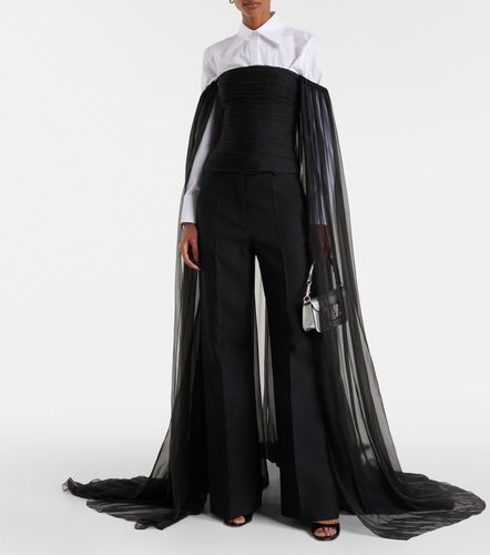 Caped off-shoulder silk chiffon top - Valentino - Modalova