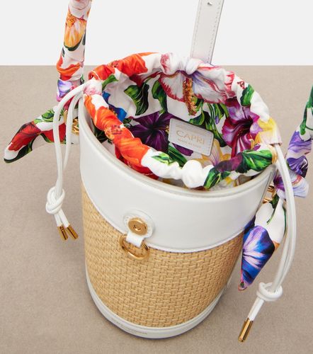 Leather-trimmed raffia bucket bag - Dolce&Gabbana - Modalova
