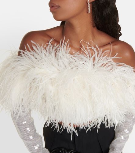 Top cropped con paillettes e piume - David Koma - Modalova