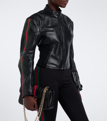Giacca biker Web Stripe in pelle - Gucci - Modalova