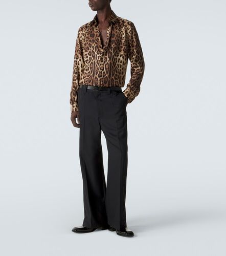 Camicia in seta con stampa leopardata - Dolce&Gabbana - Modalova