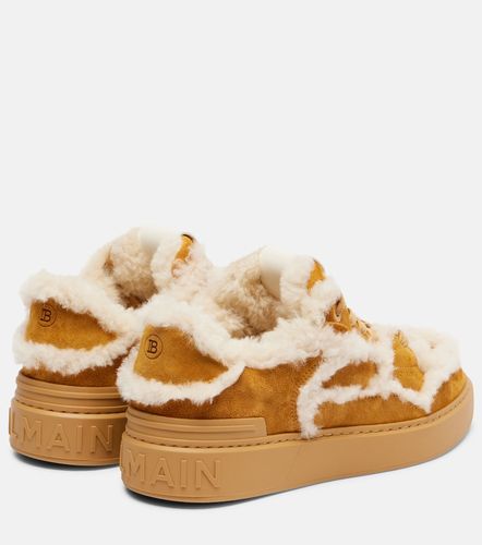 Sneakers in suede con shearling - Balmain - Modalova