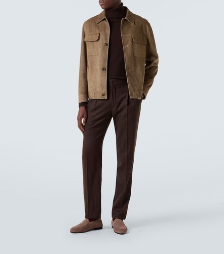 Virgin wool flannel tapered pants - Rubinacci - Modalova