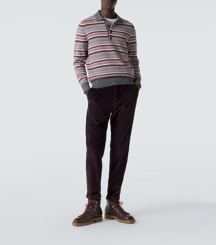 Pullover polo in lana jacquard a righe - Eleventy - Modalova