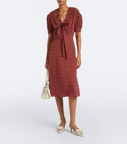 Abito midi in seta a pois con volant - Prada - Modalova