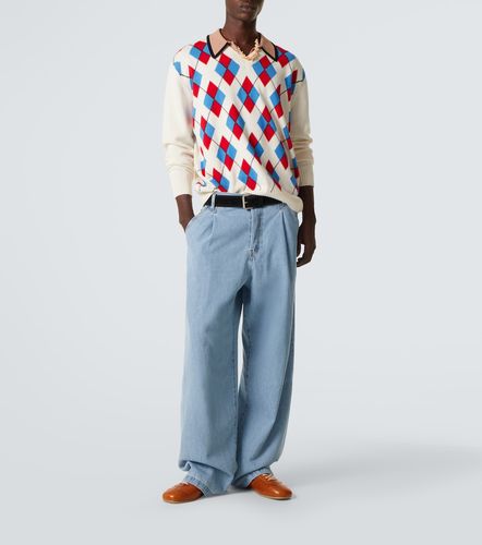 Argyle cotton-blend polo sweater - Dries Van Noten - Modalova