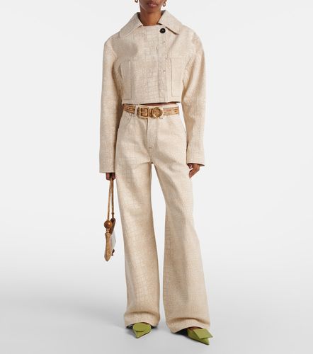 Croc-effect wide-leg jeans - Jacquemus - Modalova