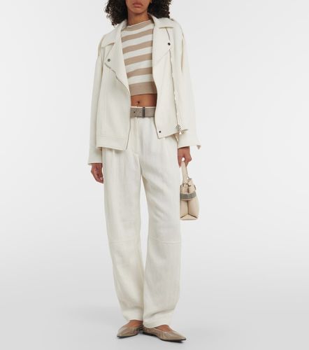 Cotton and linen biker jacket - Brunello Cucinelli - Modalova