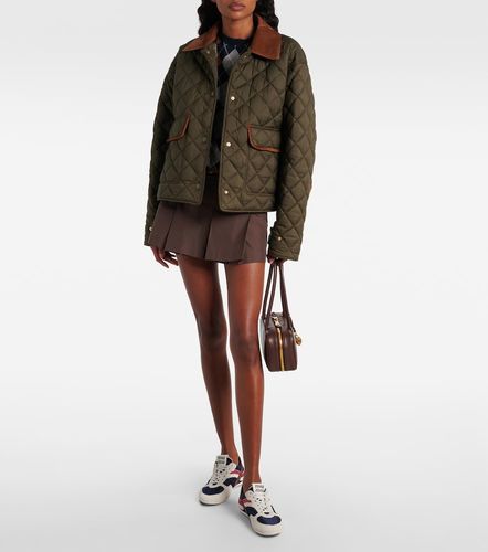 Quilted leather-trimmed jacket - Miu Miu - Modalova