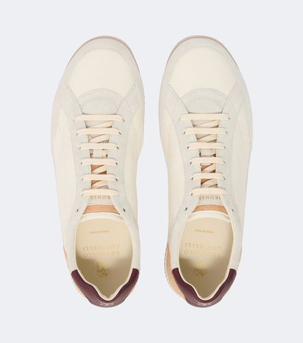 Suede-trimmed leather sneakers - Brunello Cucinelli - Modalova
