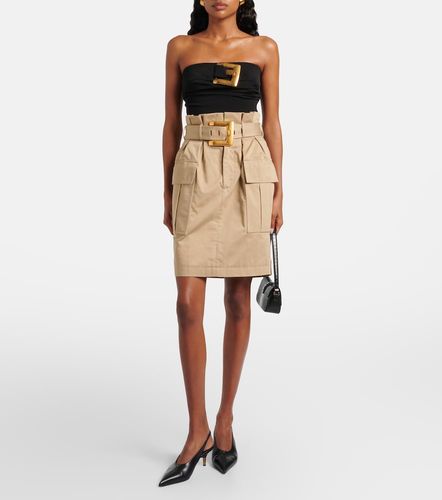 Minifalda de gabardina de algodón con cinturón - Balmain - Modalova