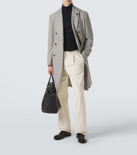 Herringbone double-breasted virgin wool coat - Lardini - Modalova