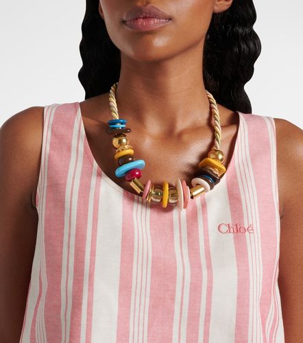 Chloé Top de algodón a rayas con logo - Chloe - Modalova